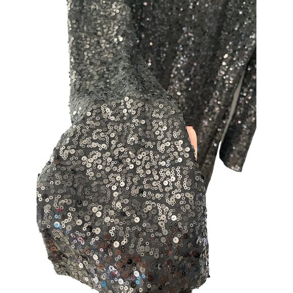 Alter’d State Plus Drama Sleeve Midi Black Full Sequined Party Dress Size XXL - Picture 7 of 10